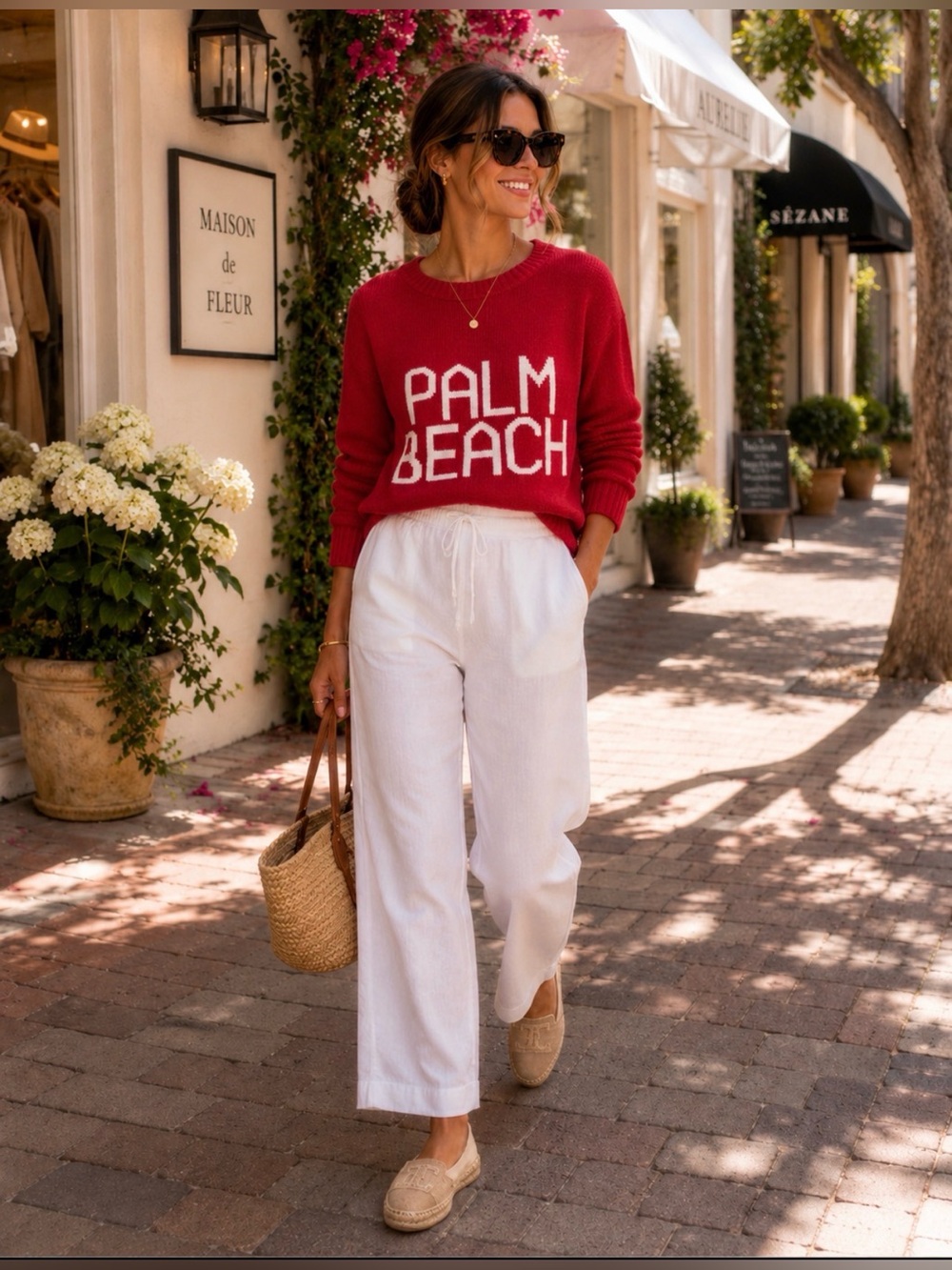 🌴Ellsworth + Ivey Palm Beach Intarsia Sweater / Raspberry Pink/White / Medium🌴